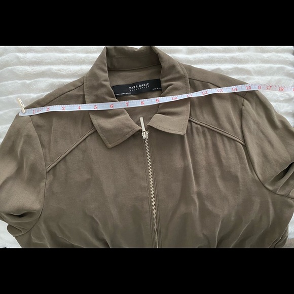 Zara Khaki Olive Green Lightweight Jacket with Adjustable Sleeves and Waist - Picture 11 of 12
